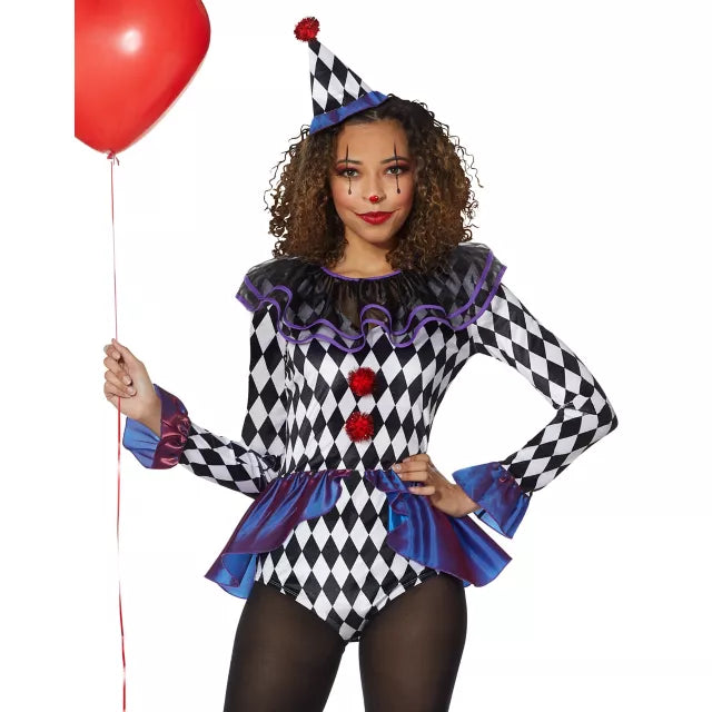 Adult Carnival Clown Bodysuit Costume - US 5239