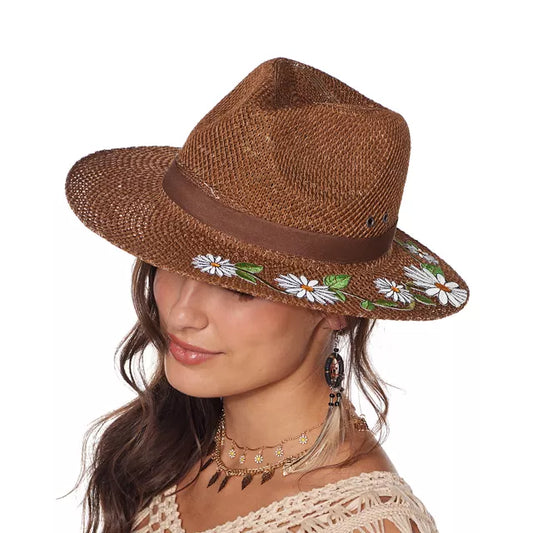 '60s Flower Embroidered Hippie Hat - US 8171