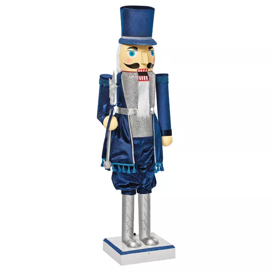 5 Ft 2 In Collapsible Animated Navy Blue Nutcracker - US 5598