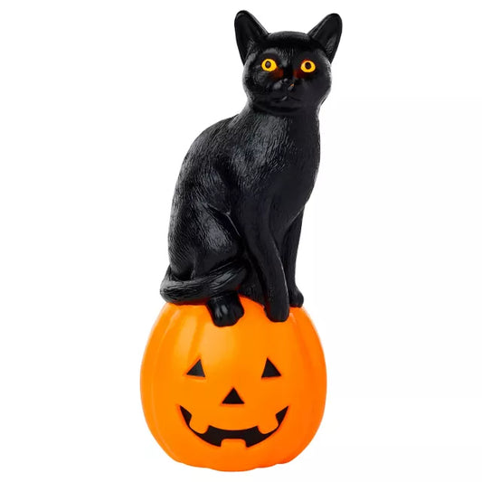 24" Light-Up Blow Mold Pumpkin Cat - US 9538
