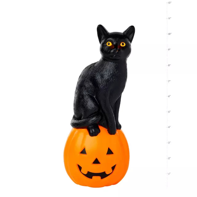24" Light-Up Blow Mold Pumpkin Cat - US 9538