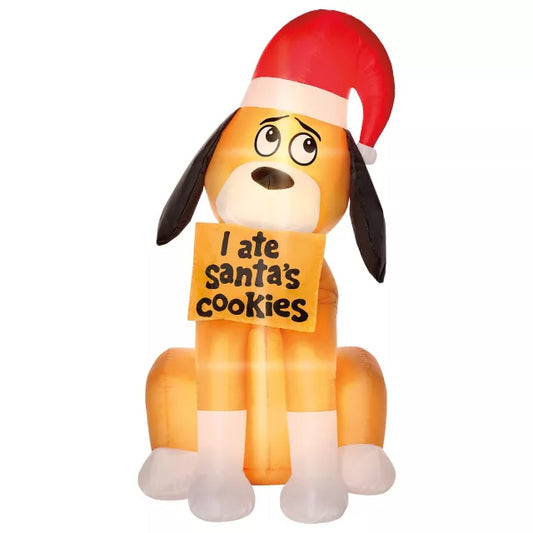 4 Ft Light-Up Santa's Dog Inflatable Decoration - US 4549
