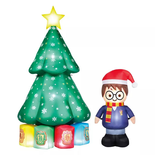 8 Ft Light-Up Tree and Harry Potter Inflatable Decoration - US 5637