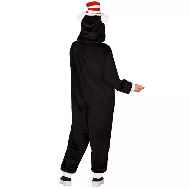 Adult Cat in the Hat Jumpsuit Plus Size Costume - US 0208