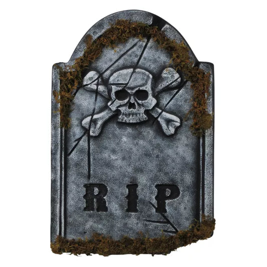 1.5 Ft Skull Face Tombstone with Moss - US 9256