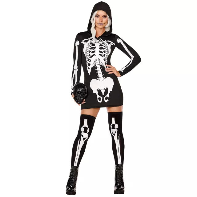 Adult Hooded Holographic Skeleton Costume - US 4060