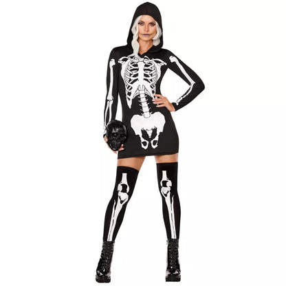 Adult Hooded Holographic Skeleton Costume - US 4060