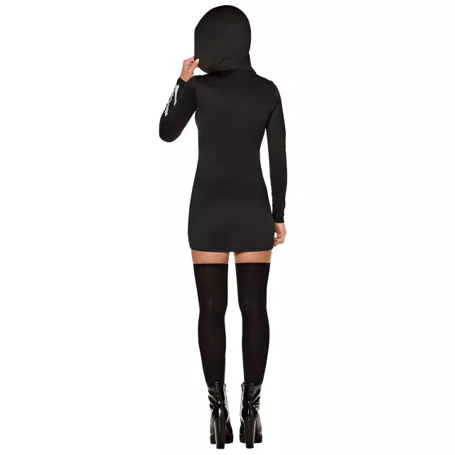 Adult Hooded Holographic Skeleton Costume - US 4060