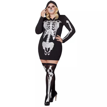 Adult Hooded Holographic Skeleton Costume - US 4060