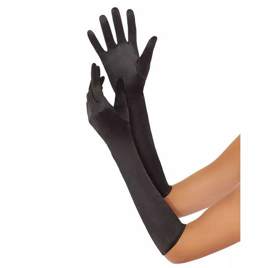 '20s Black Satin Gloves - US 4683