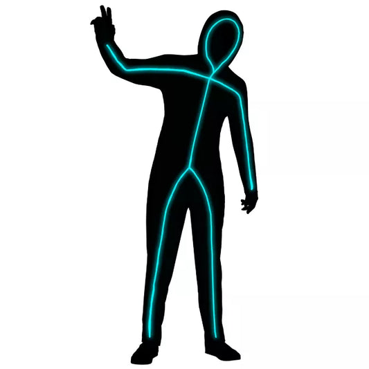 Adult Light-Up EL Wire Blue Stick Figure Costume - US 4736