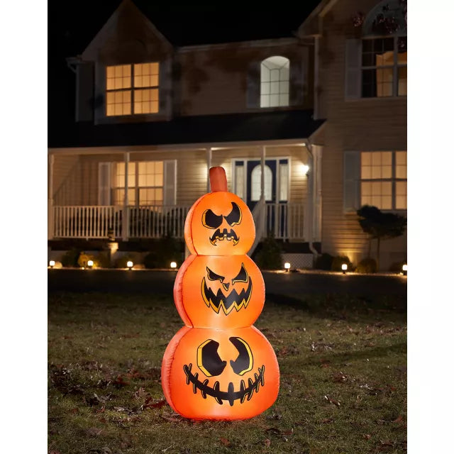4 Ft Light-Up Pumpkin Stack Inflatable Decoration - US 7121