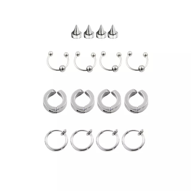 16 Piece Clip On Punk Jewelry Set - US 6564
