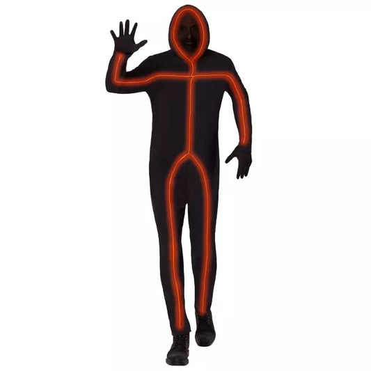 Adult Light-Up EL Wire Orange Stick Figure Costume - US 9937