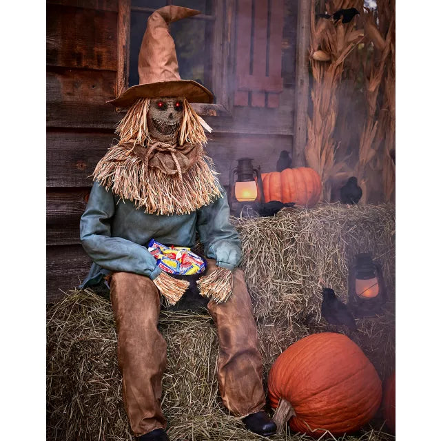 4 Ft 6 In Scary Sitting Scarecrow Animatronic - US 6600