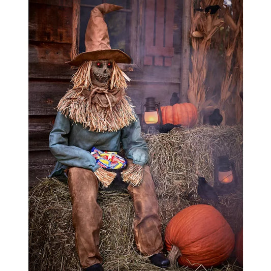 4 Ft 6 In Scary Sitting Scarecrow Animatronic - US 6600