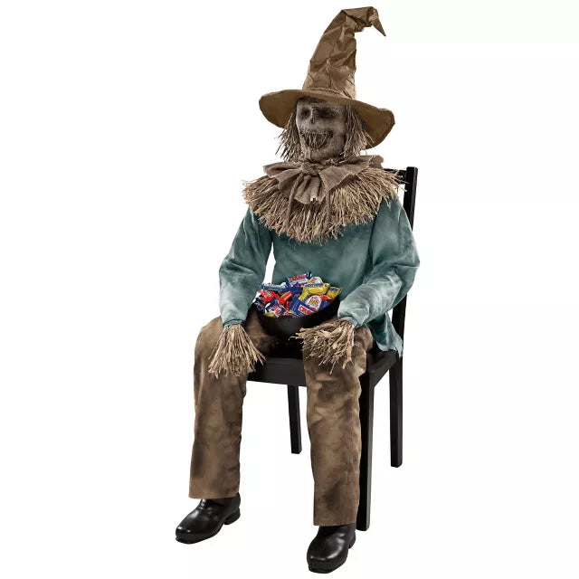 4 Ft 6 In Scary Sitting Scarecrow Animatronic - US 6600