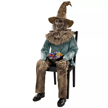 4 Ft 6 In Scary Sitting Scarecrow Animatronic - US 6600