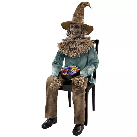 4 Ft 6 In Scary Sitting Scarecrow Animatronic - US 6600