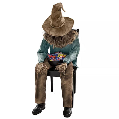 4 Ft 6 In Scary Sitting Scarecrow Animatronic - US 6600