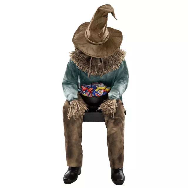 4 Ft 6 In Scary Sitting Scarecrow Animatronic - US 6600