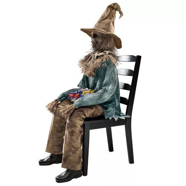 4 Ft 6 In Scary Sitting Scarecrow Animatronic - US 6600