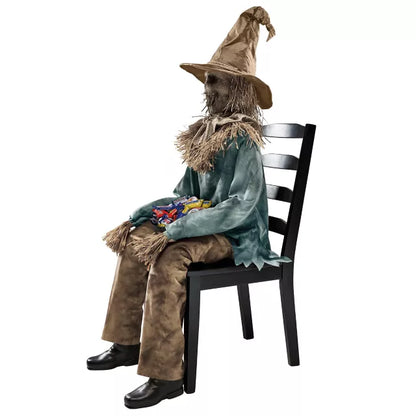 4 Ft 6 In Scary Sitting Scarecrow Animatronic - US 6600
