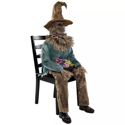 4 Ft 6 In Scary Sitting Scarecrow Animatronic - US 6600