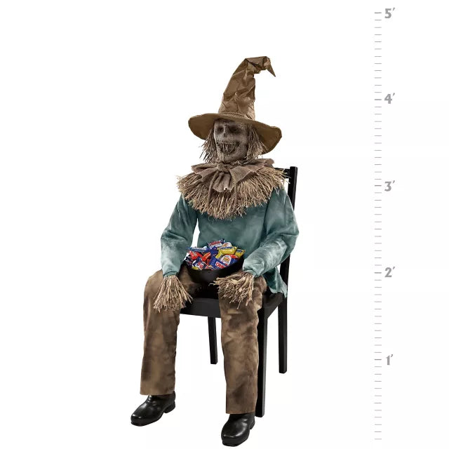 4 Ft 6 In Scary Sitting Scarecrow Animatronic - US 6600