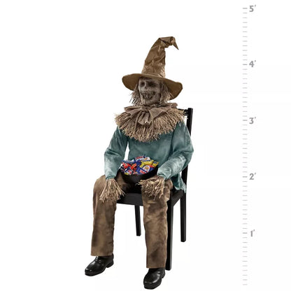 4 Ft 6 In Scary Sitting Scarecrow Animatronic - US 6600