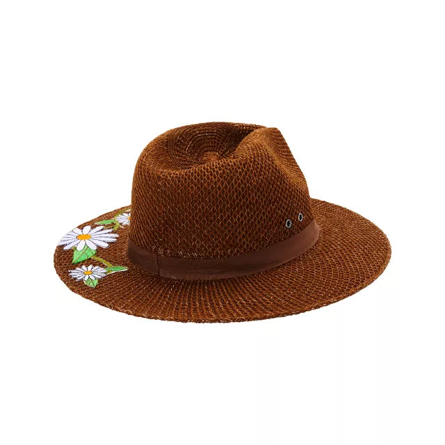 '60s Flower Embroidered Hippie Hat - US 8171