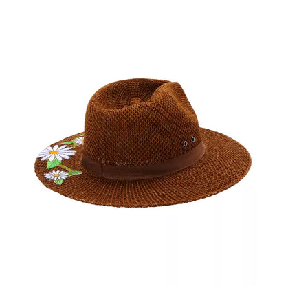 '60s Flower Embroidered Hippie Hat - US 8171