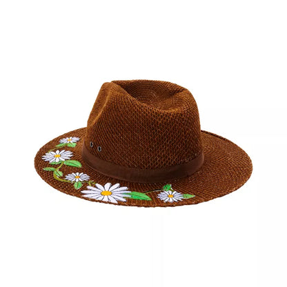 '60s Flower Embroidered Hippie Hat - US 8171