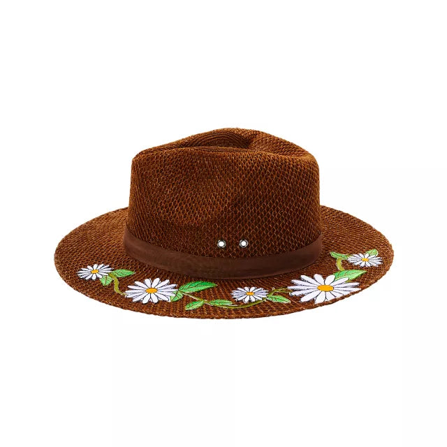 '60s Flower Embroidered Hippie Hat - US 8171