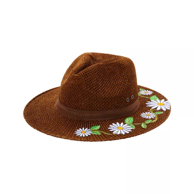 '60s Flower Embroidered Hippie Hat - US 8171