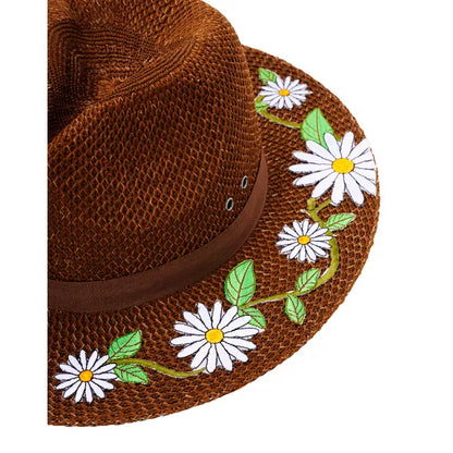 '60s Flower Embroidered Hippie Hat - US 8171