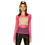 '80s Pink Long Sleeve Mesh Top - US 7120