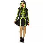 Adult Neon Green Skeleton Hooded Dress - US 3970