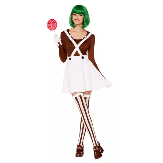 Adult Oompa Loompa Dress Costume - Willy Wonka and the Chocolate Factory - US 3131