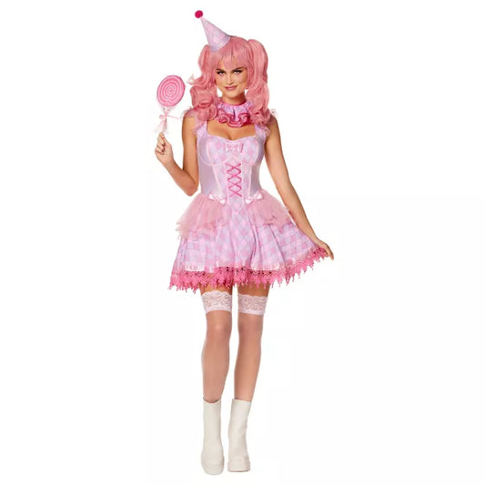 Adult Pink Pastel Clown Dress Costume - US 2105