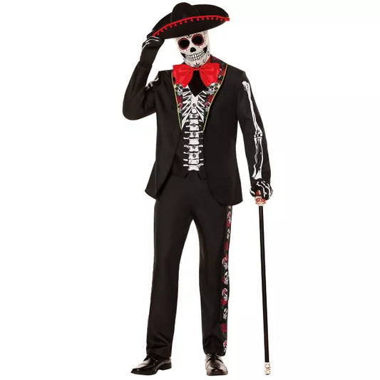 Adult Day of the Dead Skeleton Suit Costume - US 3773