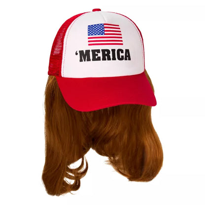 'Merica Trucker Hat with Attached Wig - US 7457