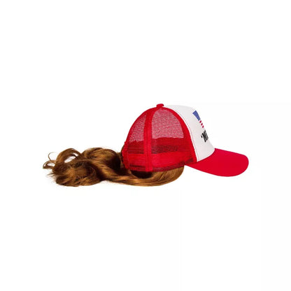 'Merica Trucker Hat with Attached Wig - US 7457