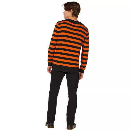 Adult Orange and Black Striped Sweater - US 5621
