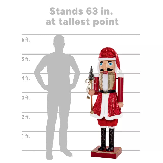 5 Ft 2 In Collapsible Animated Santa Claus Nutcracker - US 4669