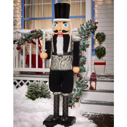 5 Ft 2 In Light-Up Collapsible Animated Black Soldier Nutcracker - US 9091