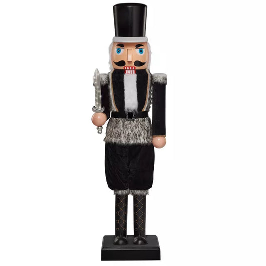 5 Ft 2 In Light-Up Collapsible Animated Black Soldier Nutcracker - US 9091