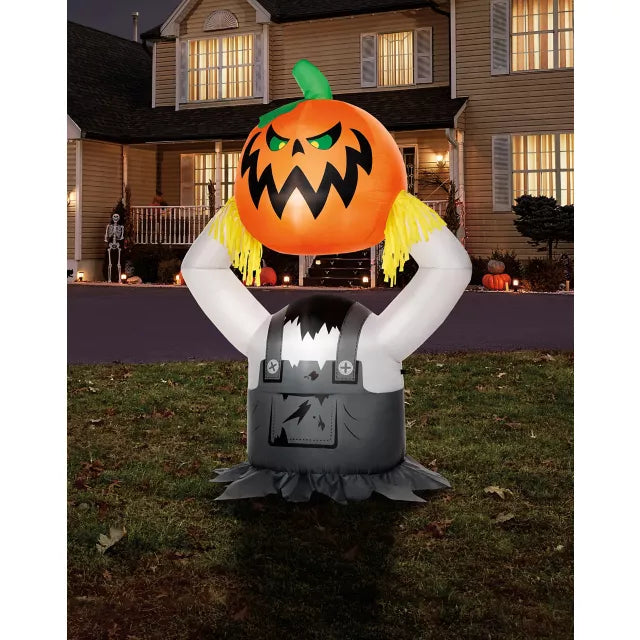 5 Ft 6 In Light-Up Pumpkin Scarecrow Inflatable Decoration - US 0824