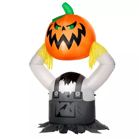 5 Ft 6 In Light-Up Pumpkin Scarecrow Inflatable Decoration - US 0824