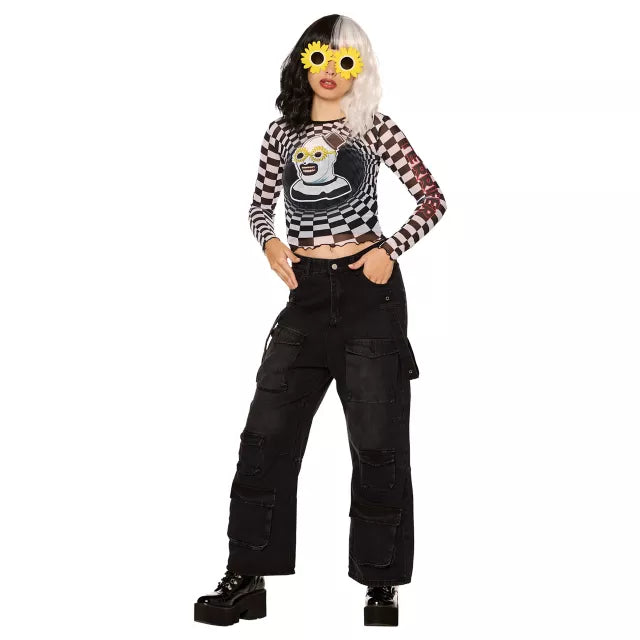 Adult Art the Clown Checkered Mesh Top - Terrifier - US 0571